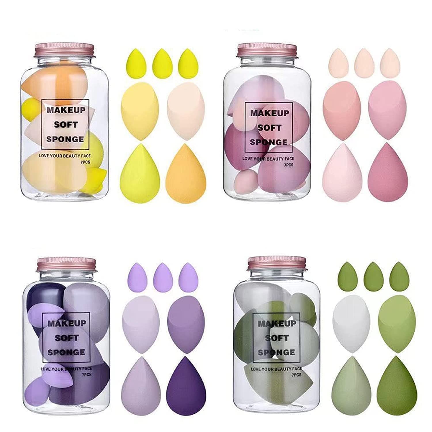 Premium Zirak Makeup Sponge Set - 4 Large & 3 Mini Beauty Blenders with Travel Case - Flawless Foundation & Concealer Application for Professional & Everyday Makeup