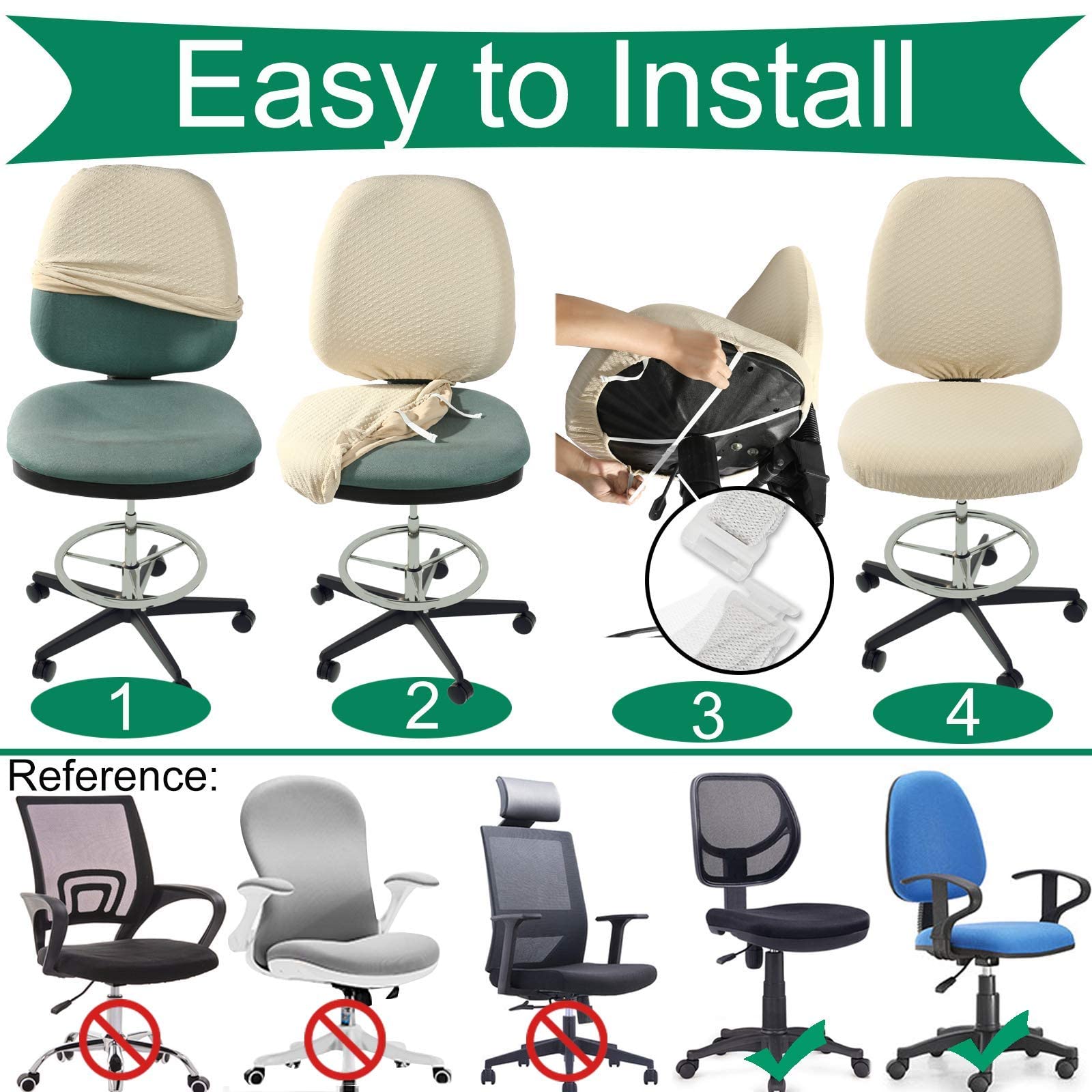 BUYUE Velvet Office Chair Seat Cover - Super Soft Stretchable Washable Dustproof Slipcover for Computer Desk Chairs, Student Dorm Furniture (Dark Grey) | Home Office & Study Room Essentials