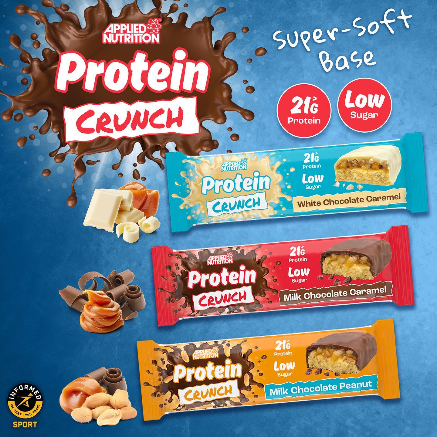 Applied Nutrition Protein Crunch Bar - 12 Pack (62g Each) | High Protein Snack for Weight Loss & Muscle Building | Perfect for Gym, Work & On-the-Go Nutrition