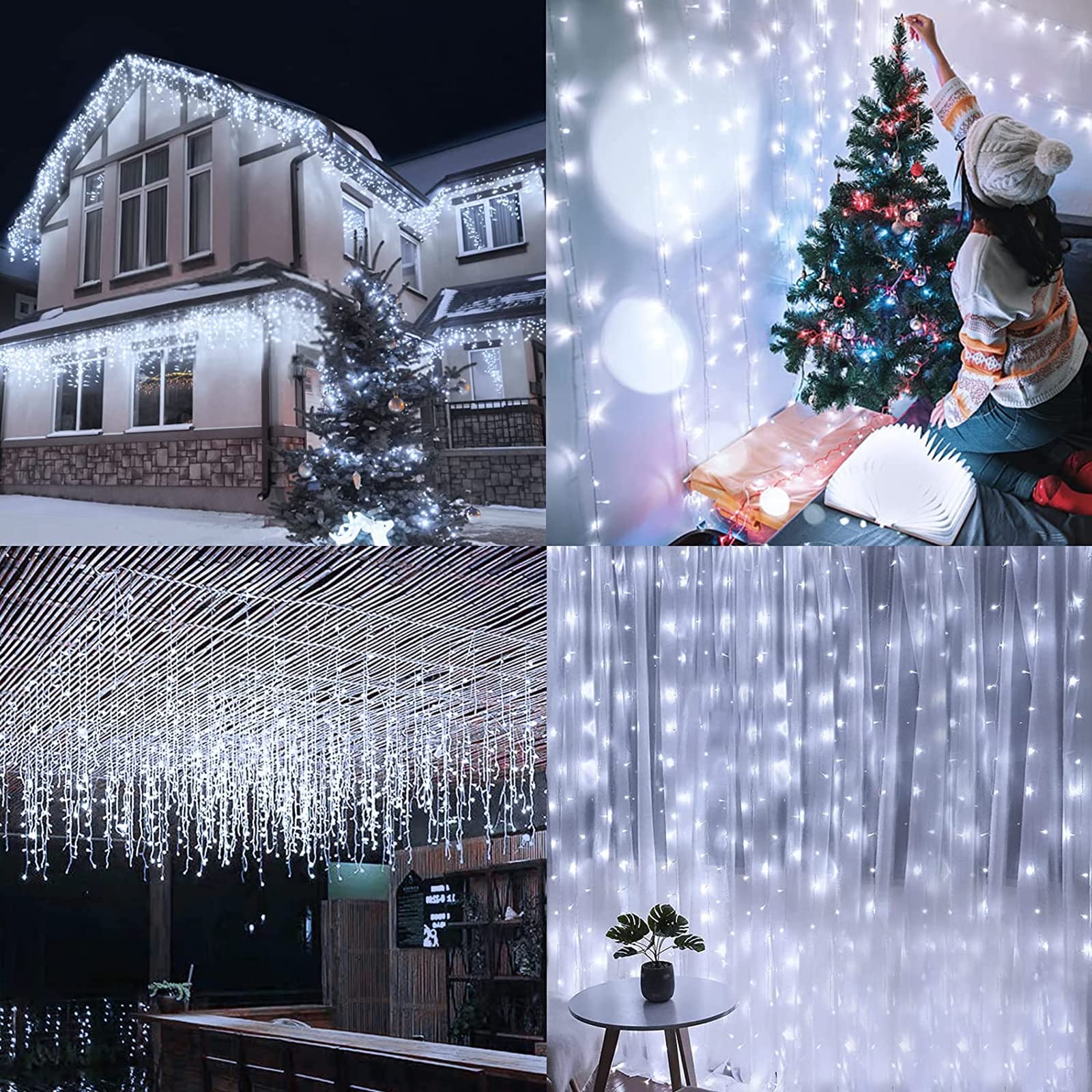 400LED Outdoor Christmas Lights - 8 Modes Waterproof Fairy String Lights with 75 Drops for Holiday, Party & Wedding Decorations | Indoor/Outdoor Use (Cool White) - Perfect for Home, Garden, Tree, Window and Festive Celebrations