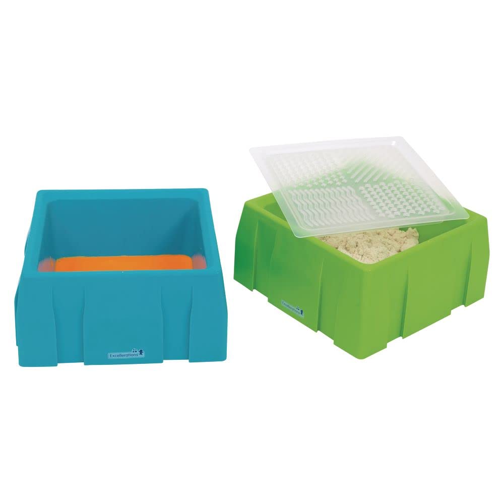 Excellerations Sensory Sand Activity Tray with Lid - Set of 4 for Kids | Fine Motor Skills Development | Sensory Play for Preschool & Classroom Learning