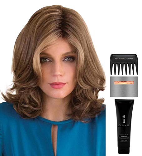 Noriko Carrie Wig Bundle - 5 Piece Set with Champagne Blonde Synthetic Hair, Wig Care Booklet, Travel Size Shampoo, Wig Cap & Wide Tooth Comb | Perfect for Cosplay, Costume Parties & Everyday Wear