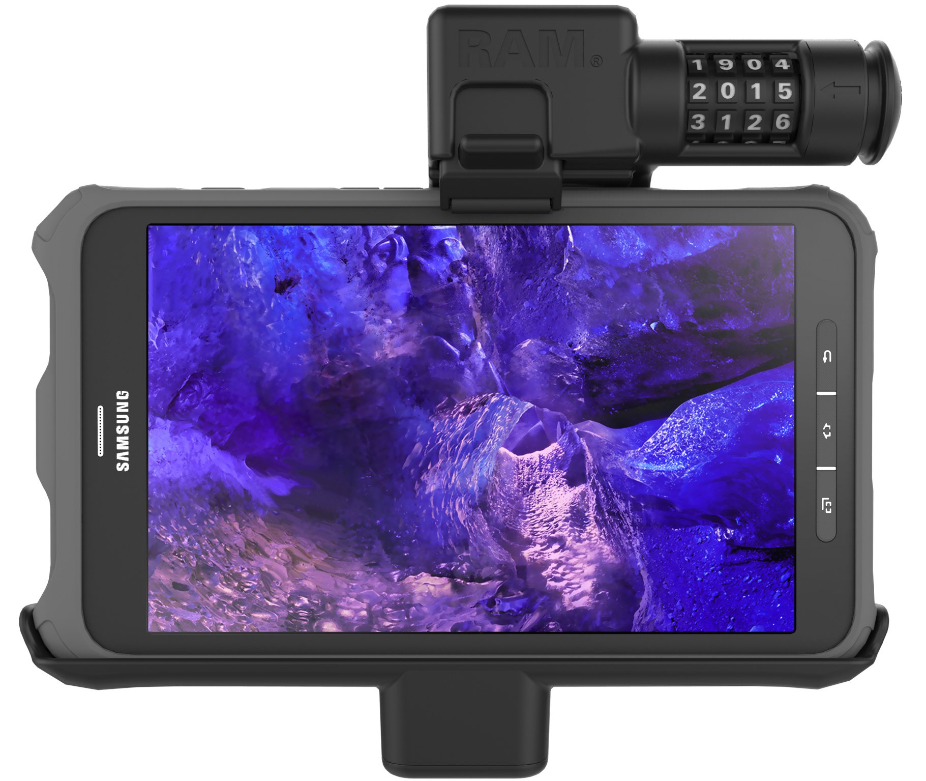 RAM-HOL-SAM7PCLU 三星Galaxy Tab Active2 车载支架 带密码锁 防震防滑 适用于卡车、叉车、工程车等移动设备固定