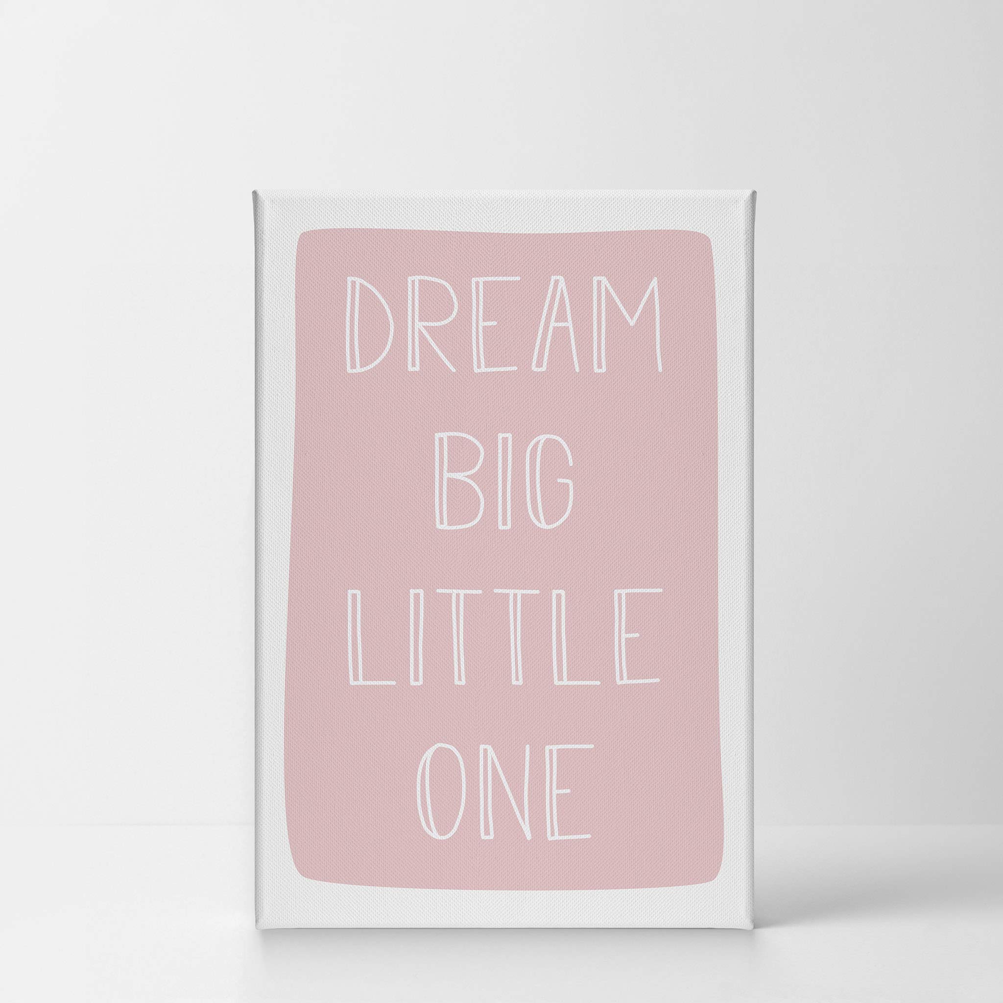 Dream Big Little One Lettering Pink Canvas Print - Nursery Wall Art, Kids Room Decor, Baby Room Decor - Ready to Hang 36x24 - Made in USA | Perfect for Nursery, Bedroom & Playroom Decorations