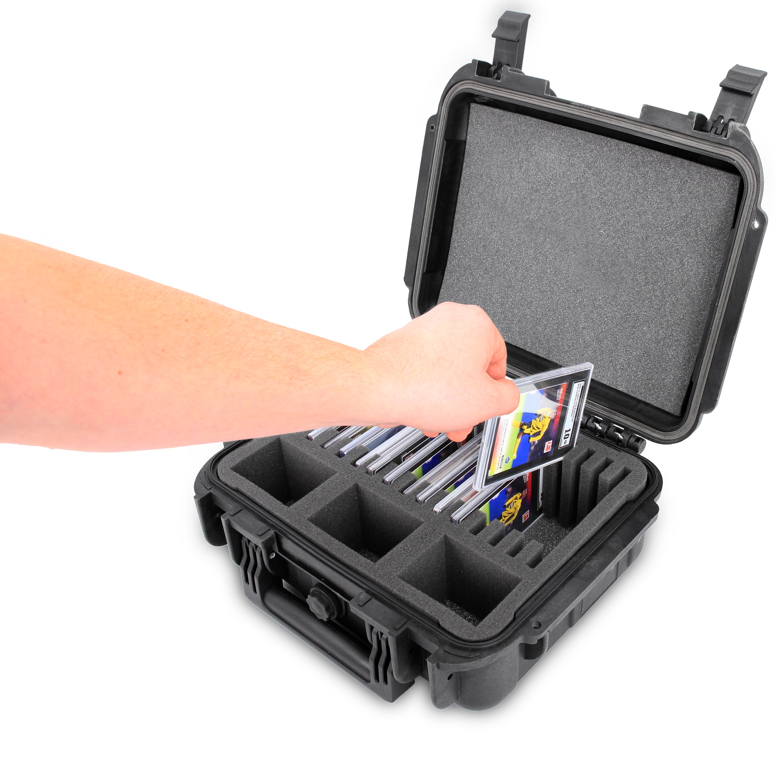 CASEMATIX Graded Card Storage Box - 15 Individual Slots for SGC BGS PSA Sports Trading Cards - Waterproof Travel Case for Collectible Card Protection - Perfect for Card Shows, Travel & Home Display
