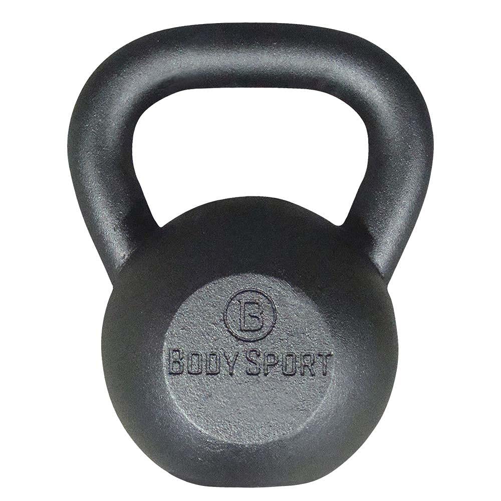 BodySport 70 lb Cast Iron Kettlebell - Heavy Duty Strength Training Equipment for Weightlifting, Core Workouts & Fitness Conditioning - Professional Gym & Home Exercise Equipment for CrossFit, HIIT & Functional Training