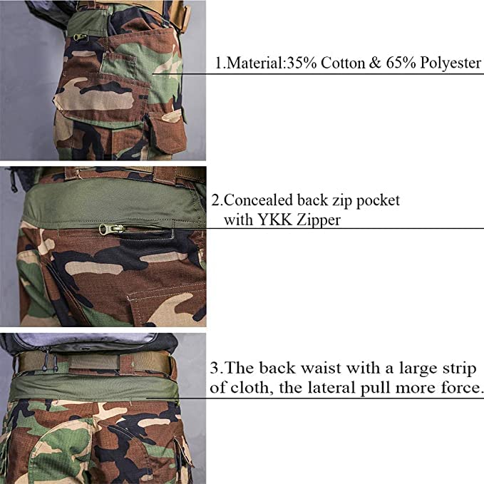 EMERSONGEAR Gen3 Military Uniform Set - Tactical BDU Pants & Shirt with Knee Pads for Airsoft, Paintball & Combat Training - Durable Army Gear for Outdoor Activities & Field Operations