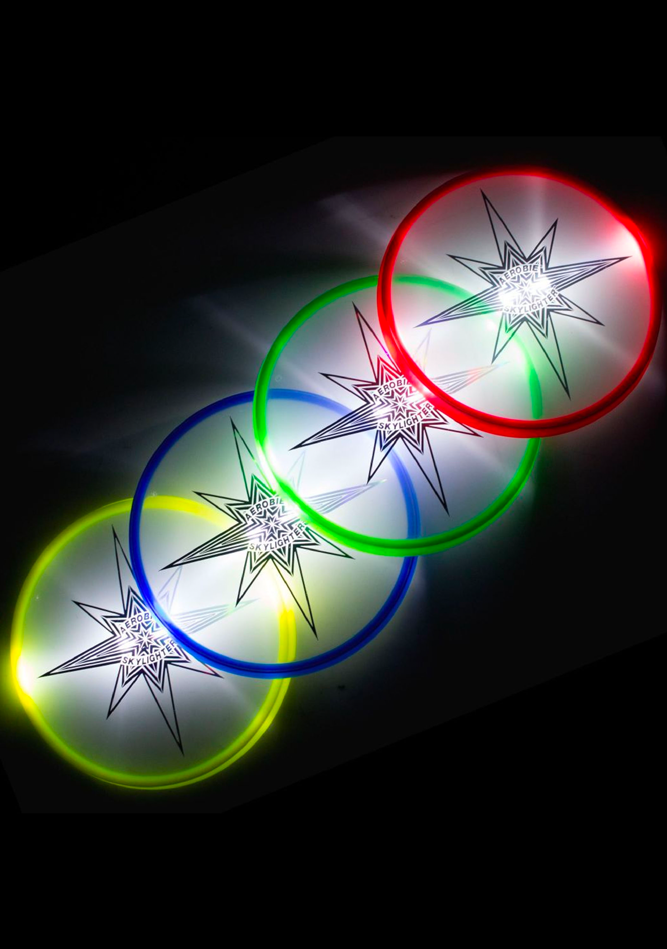 Aerobie Skylighter Flying Disc - Blue LED Light Up Disc for Nighttime Play, Outdoor Games, Beach Fun, and Backyard Activities