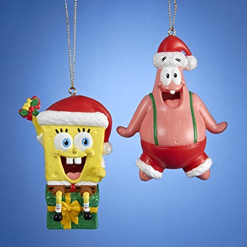 SpongeBob SquarePants & Patrick Christmas Ornaments Set - 2 Pack with Fun Holiday Hats | Perfect for Tree Decor, Gift Exchange & Nickelodeon Fan Collectibles