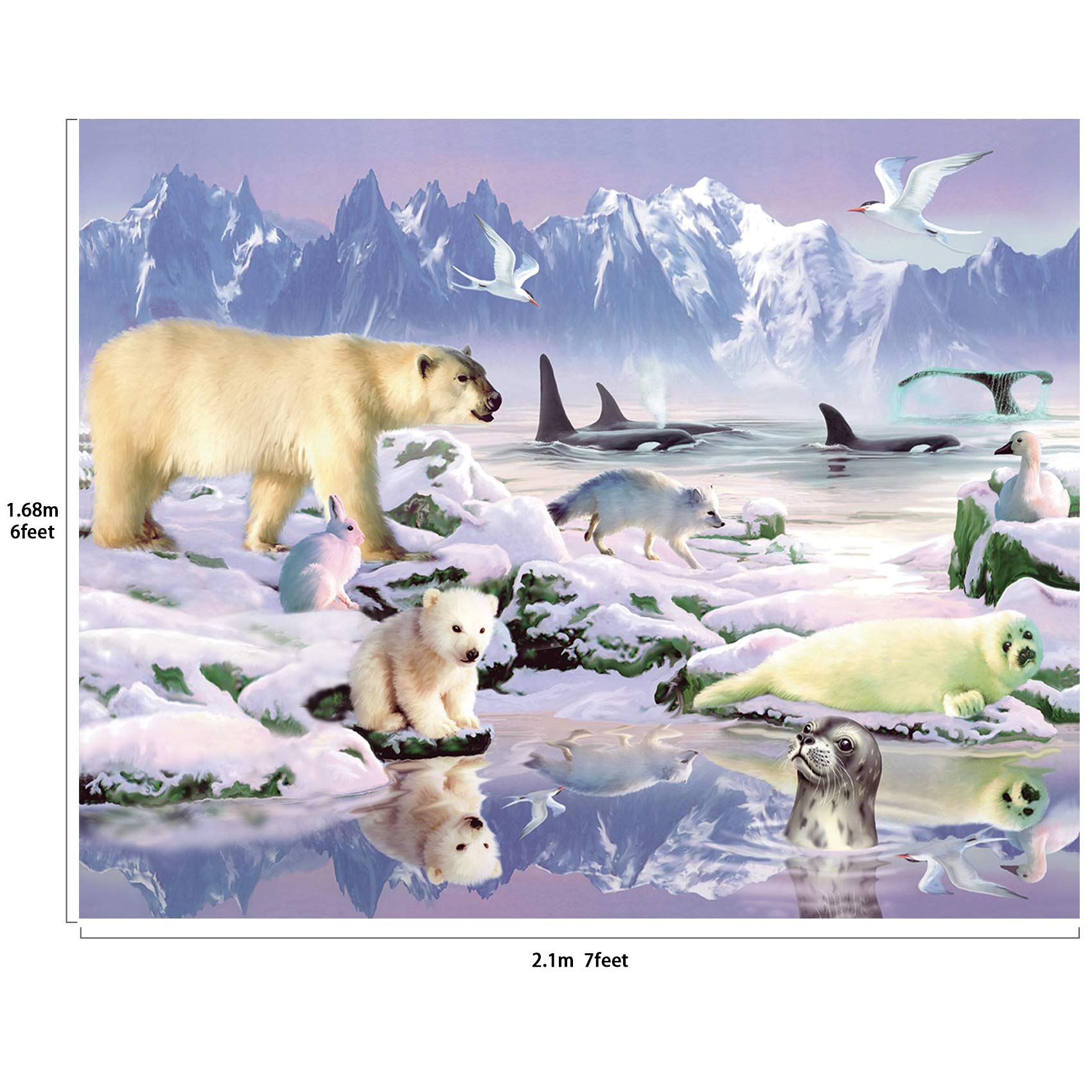 Polar Animals Photography Backdrop 7x6ft for Studio & Photobooth #2190 - Winter Theme Party Decor
