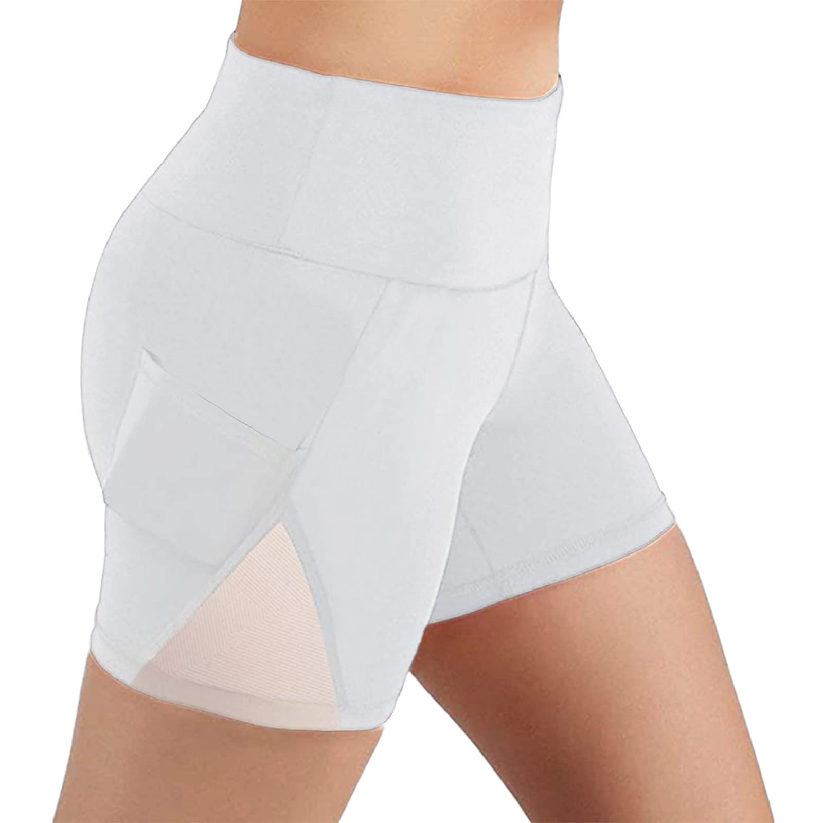 High Waist Yoga Shorts for Women with Side Pockets - Workout Running Compression Athletic Biker Shorts - Glitter Pants Plus Size - Perfect for Gym, Yoga, Running & Lounge Wear