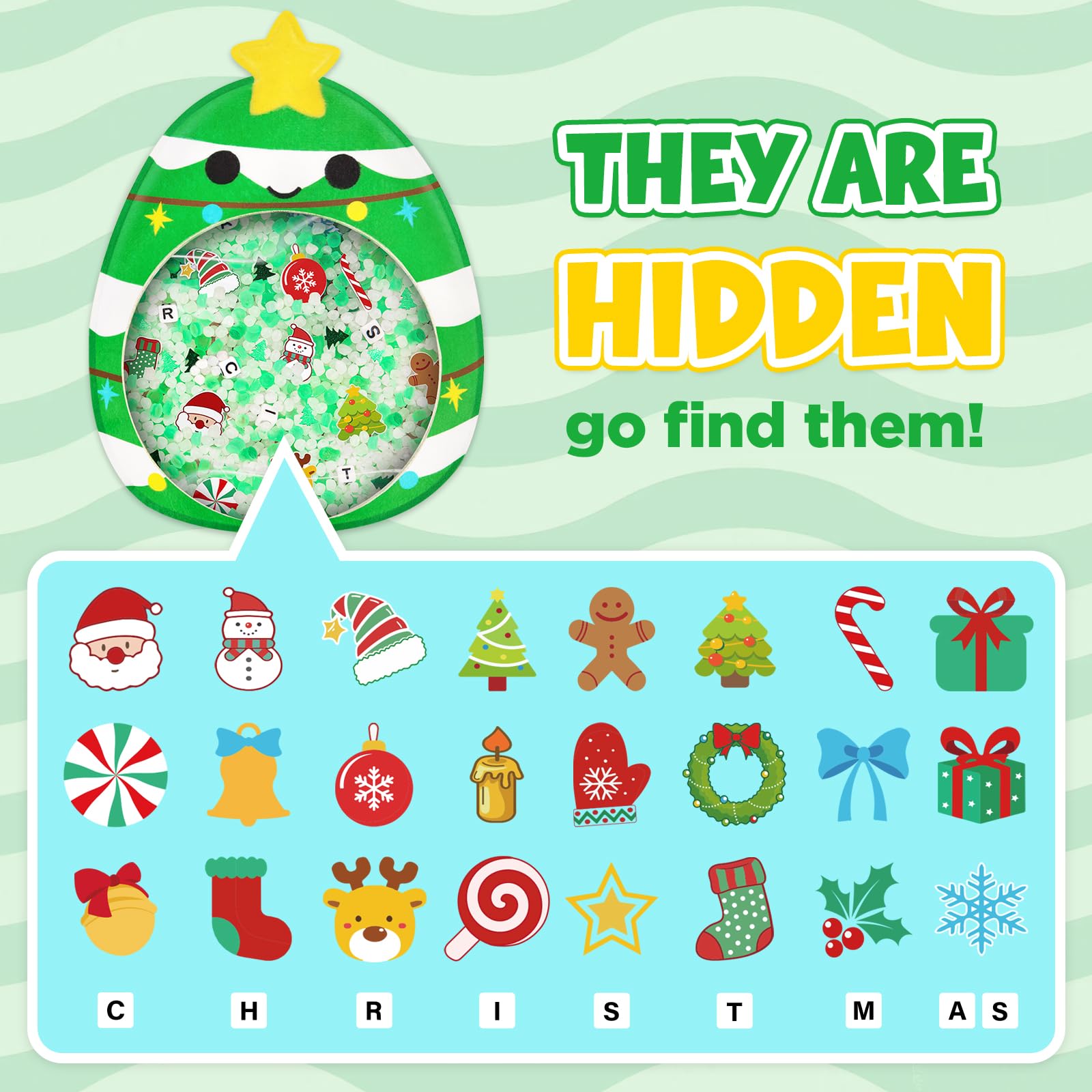 ORIENTAL CHERRY Christmas Stocking Stuffers for Kids - Toddler Learning Activity Hide & Seek Hidden Object Game - Sensory Toys for Boys & Girls Ages 3-8 | Perfect for Holiday Gifts, Preschool Education & Family Game Night