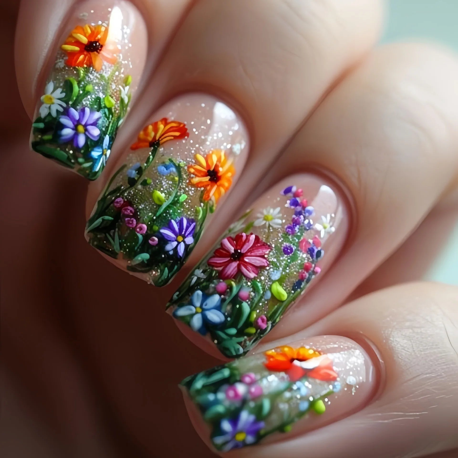 24Pcs Colorful Butterfly Press On Nails - Medium Length Square Acrylic Fake Nails for Women, Ballet Style Fashion Nail Tips | Perfect for Parties, Weddings, Date Nights & Special Occasions