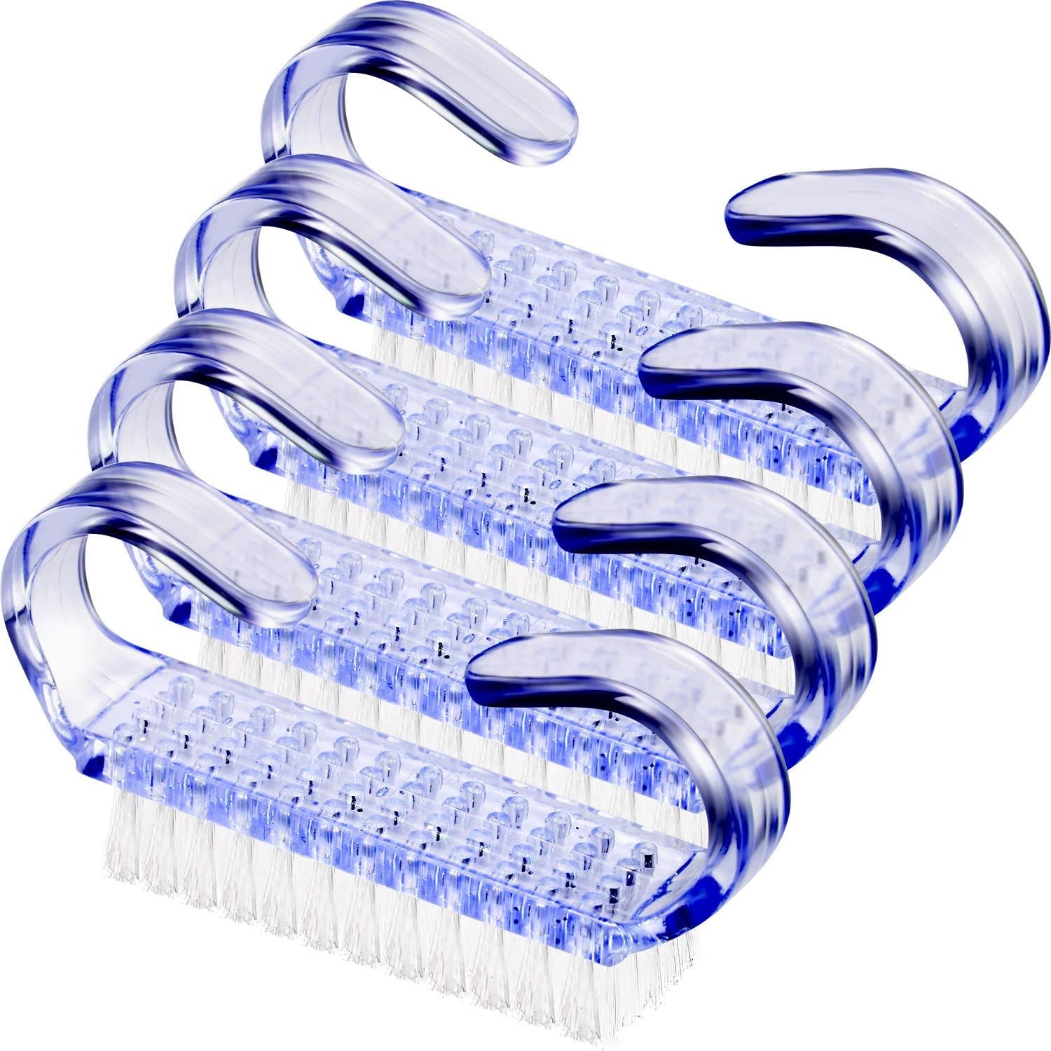 FAMEZA 4-Piece Nail Brush Set with Handle - Professional Manicure & Pedicure Tools for Home Salon, Cleaning Nails and Cuticles - Perfect for DIY Nail Care, Spa Days, and Beauty Salons