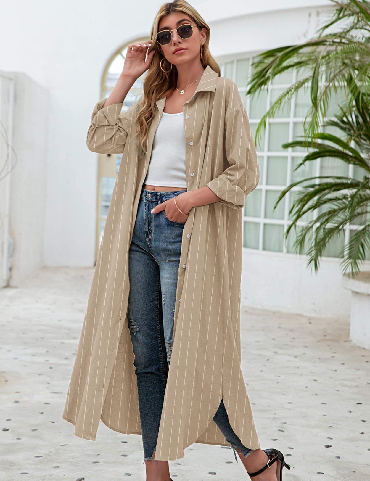 Women's Cotton Linen Shirt Dress - Casual Loose Maxi Dress for Summer | Perfect for Beach, Vacation & Everyday Wear