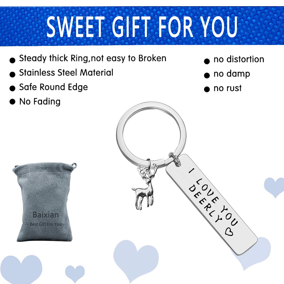 Valentine's Day Couple Keychain Set - I Love You Deerly Antler Keyring for Boyfriend & Girlfriend - Deer Lover Jewelry Gift for Christmas, Birthday, Graduation - Perfect for Couples, Anniversaries & Romantic Occasions