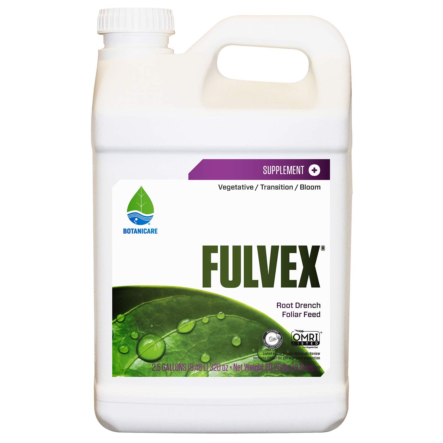 Botanicare 739085 Fulvex Root Drench & Foliar Feed Plant Supplement - 2.5 Gallon Organic Nutrient Solution for Healthier Roots & Foliage | Ideal for Hydroponics, Indoor Gardening & Greenhouse Plants