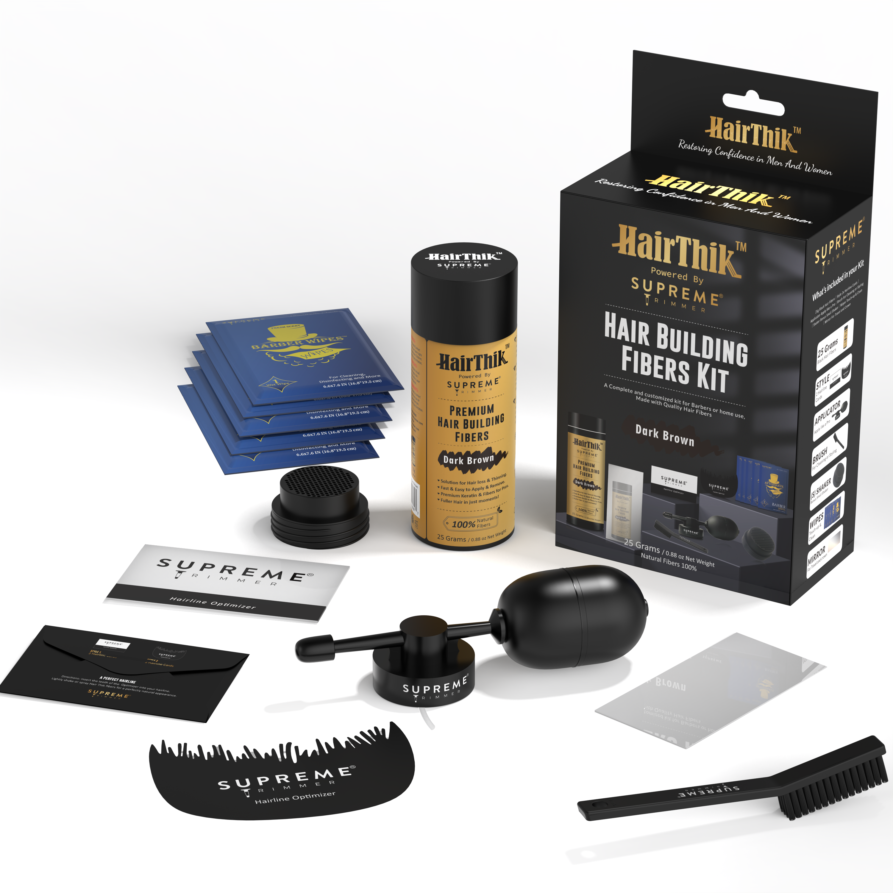 HairThik Hair Fibers Kit for Thinning Hair - Instant Hair Loss Concealer for Men & Women - Natural-Looking Hair Thickening Fibers for Everyday Use & Special Occasions