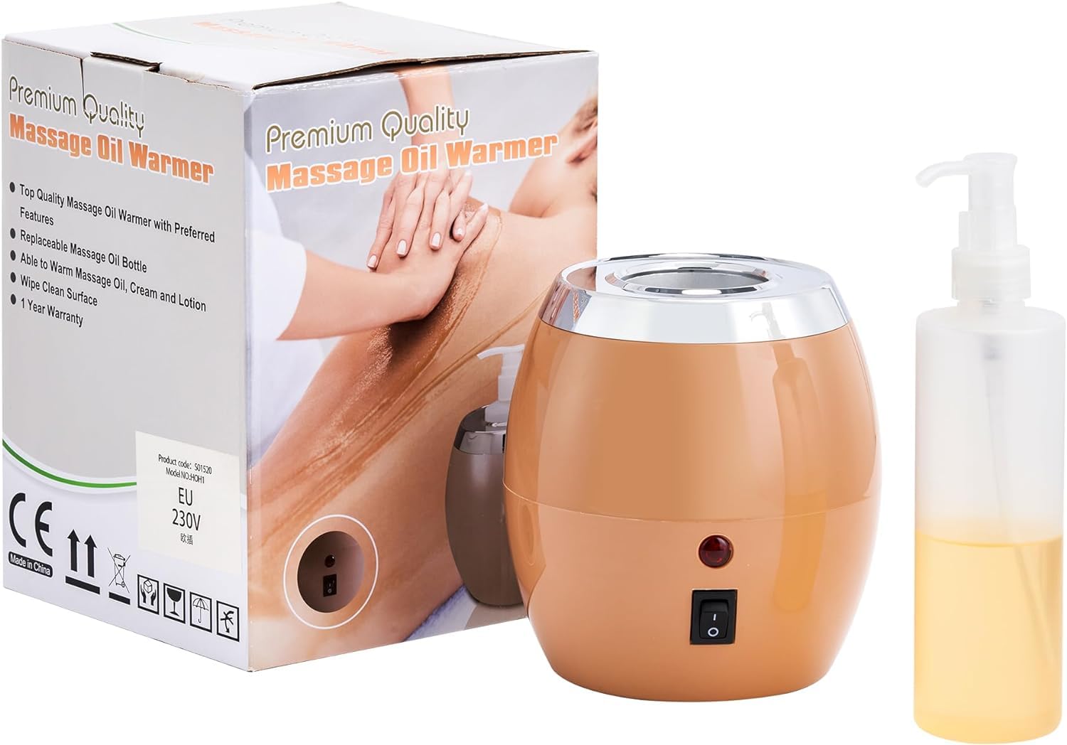 Premium Single Bottle Massage Oil Warmer - Electric Essential Oil Heater with Included Glass Bottle for Spa, Aromatherapy & Relaxation at Home