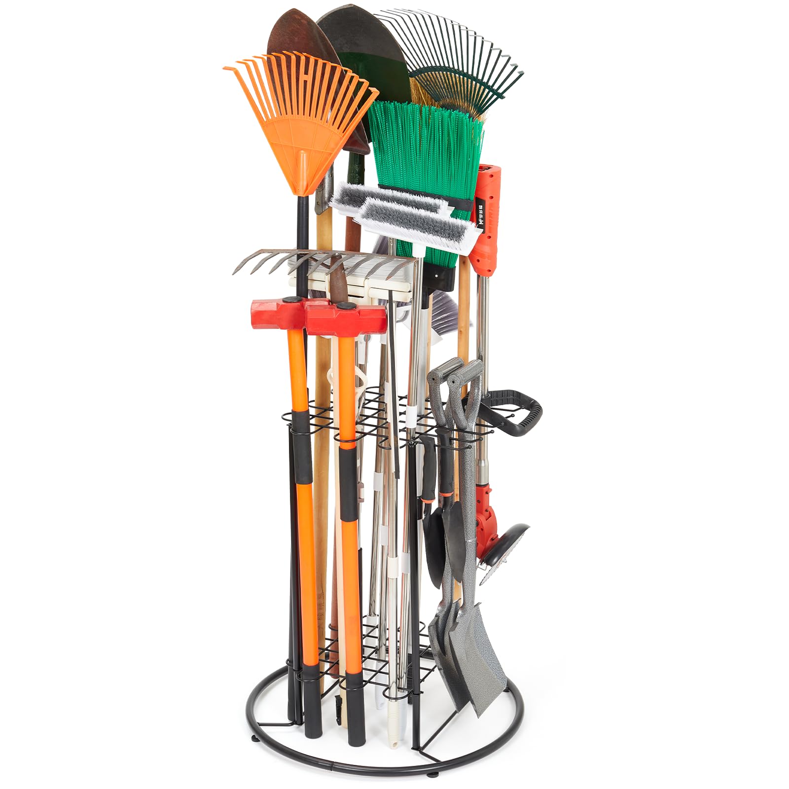 Heavy Duty Black Corner Tool Storage Rack - Organizes 40+ Long-Handled Tools for Garage, Workshop, Garden & Shed Organization - Perfect for Storing Rakes, Shovels, Brooms & Gardening Tools