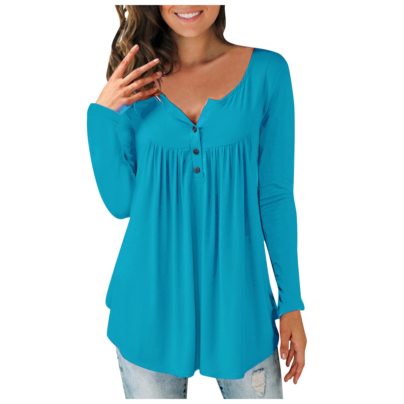 Women's Long Sleeve Button Front Hawaiian Shirt - Flowy Tunic Blouse for Fall & Summer | Sexy Going Out Tops in Plus Sizes | Beach Vacation, Date Night & Casual Outfits