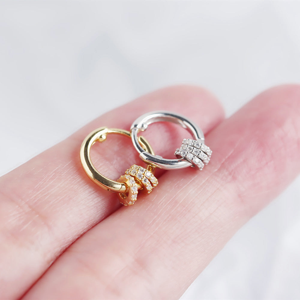Multi-Way Geometric Small Ring Huggie Hoop Earrings for Women | HE3882 | Minimalist Stackable Earrings for Everyday Wear, Work & Date Night