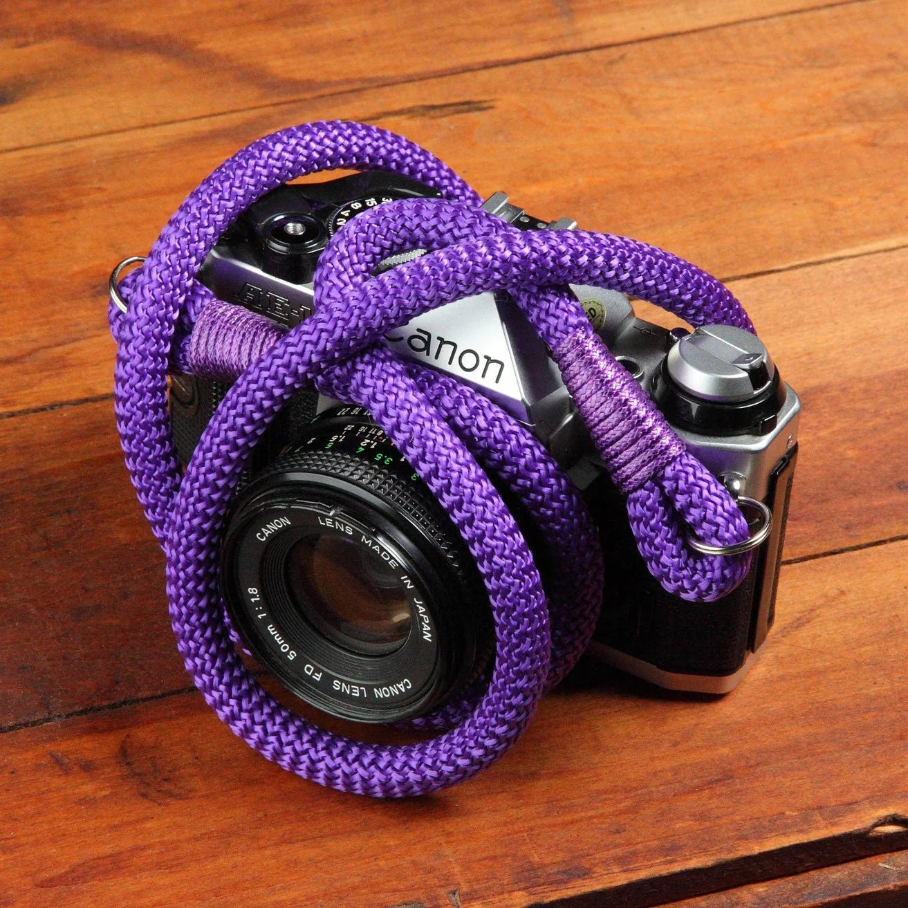 Photogenic Supply Co. Adjustable Rope Camera Strap with Purple Fringe - Durable & Comfortable Neck Strap for DSLR, Mirrorless Cameras - Perfect for Travel, Photography & Outdoor Adventures