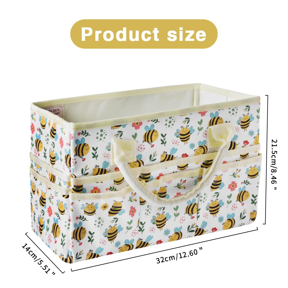 Art and Craft Organizer Tote Bag with Multiple Pockets - White Bee Design Storage Caddy for Art Supplies, Office Organization & DIY Projects | Perfect for Artists, Students & Craft Rooms