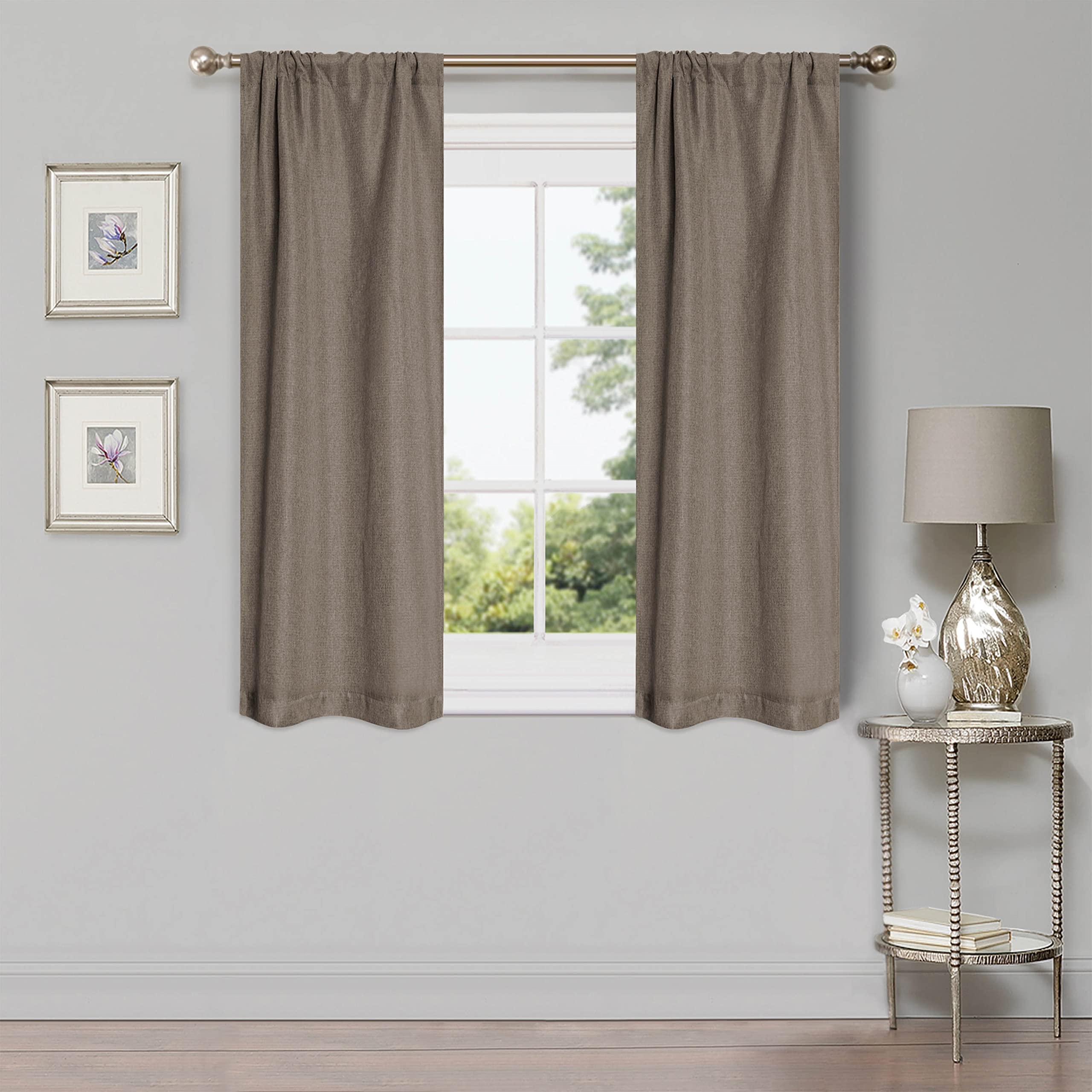 Premium Blackout Curtains for Bedroom & Living Room - Thermal Insulated Room Darkening Drapes with Sun Blocking Linen Pattern (Set of 2, 26