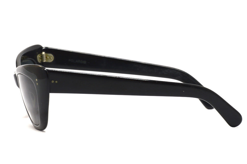 Vintage 1950s Polaroid Black Cat Eye Sunglasses for Women - Retro UV Protection Shades for Beach, Driving & Fashion Outfits