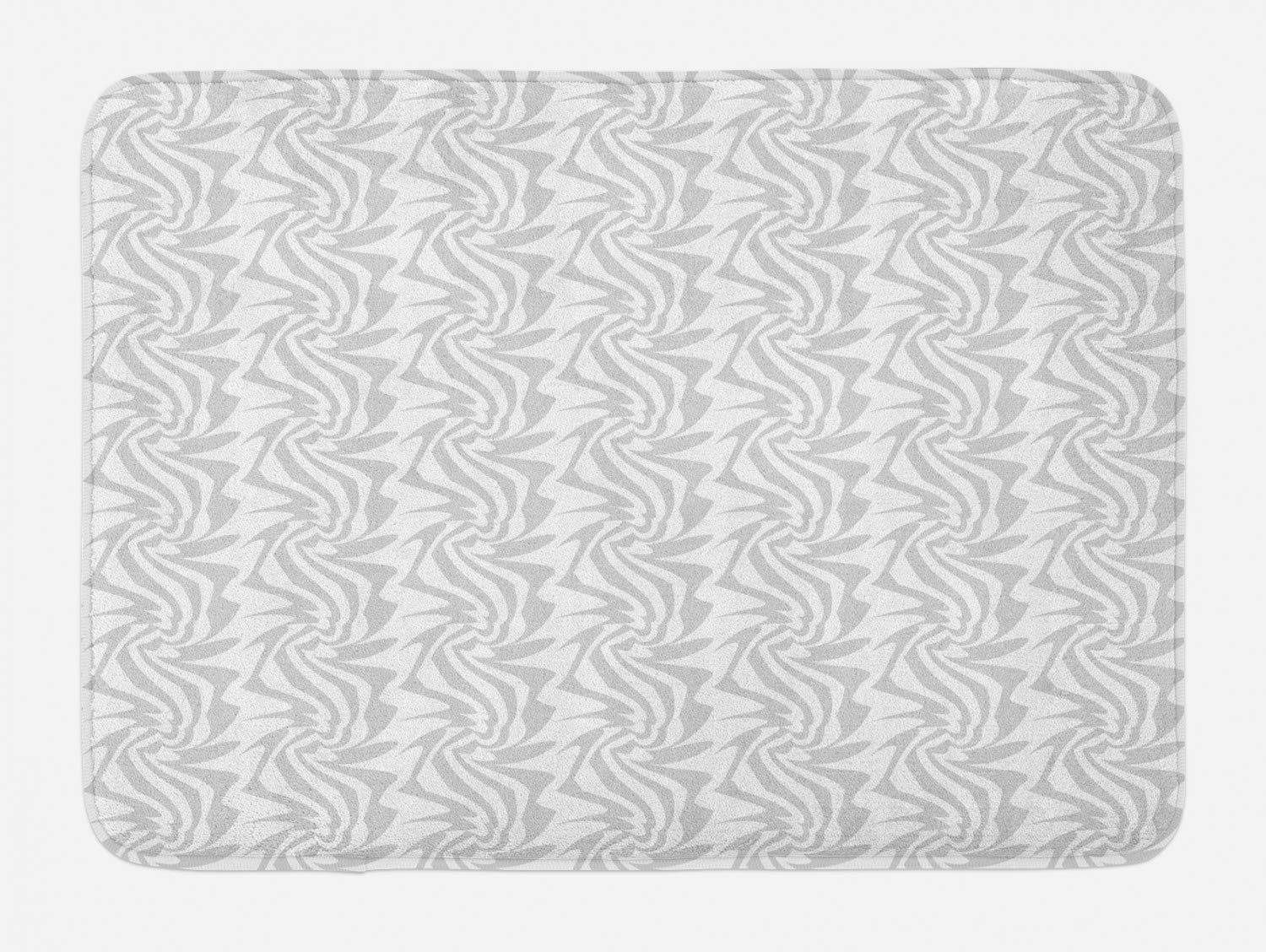 Ambesonne Abstract Bath Mat - Modern Minimalist Pastel Grey Swirl Design with Non-Slip Backing, 30.2 x 20 Inches, Pale Taupe & White - Soft Plush Bathroom Decor for Contemporary Homes & Luxury Hotels