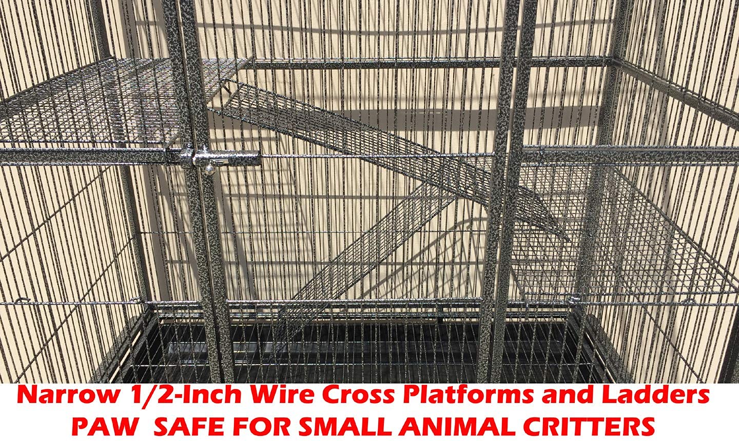 Extra Large 3-Level Chew-Proof Small Animal Cage for Ferrets, Chinchillas & Sugar Gliders - 63