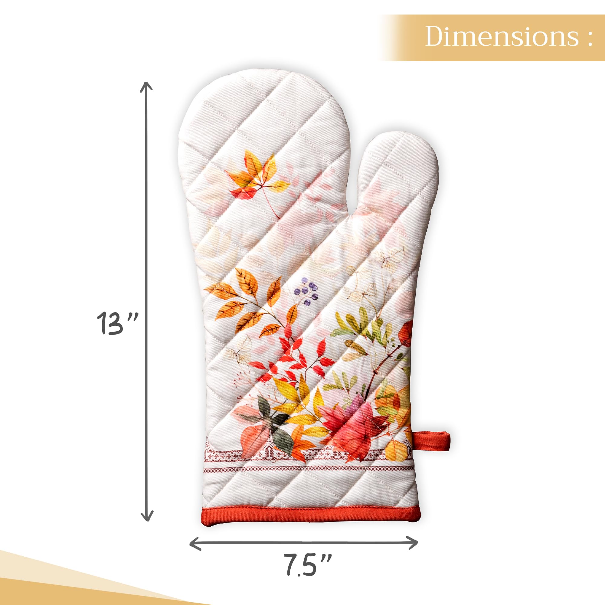 Heat Resistant 100% Cotton Oven Mitts (7.5