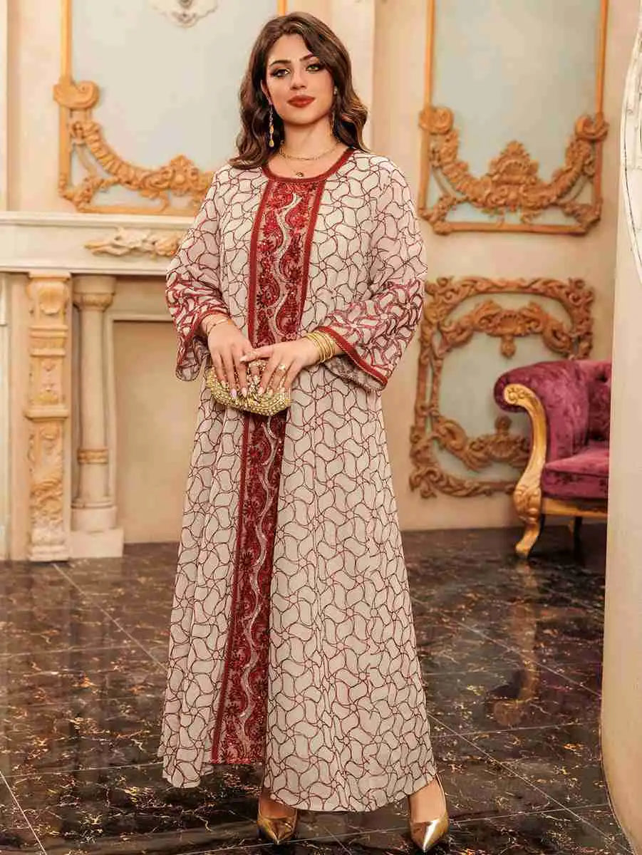 Elegant Eid Dress with Sequins & Embroidery - Jalabiya Caftan Kaftan Dress for Women | Perfect for Eid Celebrations, Weddings & Special Occasions