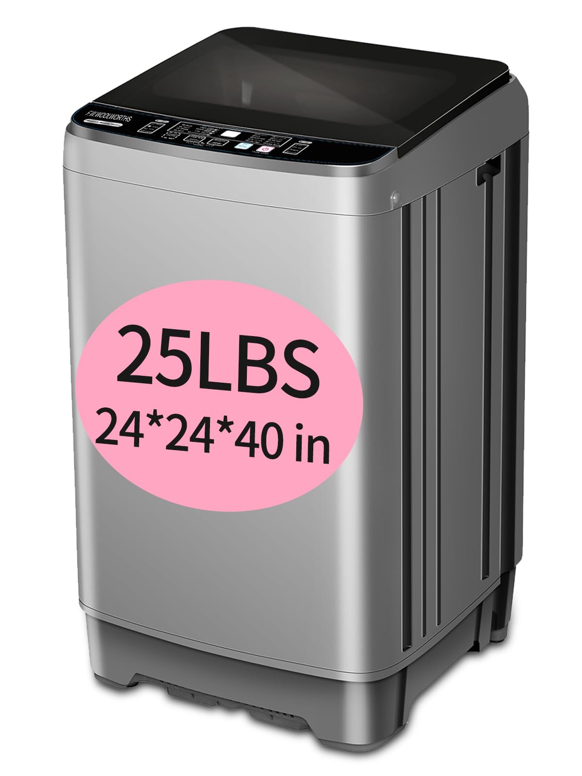 25 lbs Full-Automatic Washing Machine with LED Display, Laundry Washer with Drain Pump, 10 Wash Programs & 8 Water Levels, Grey - Perfect for Apartments, Dorms, RVs, and Small Spaces