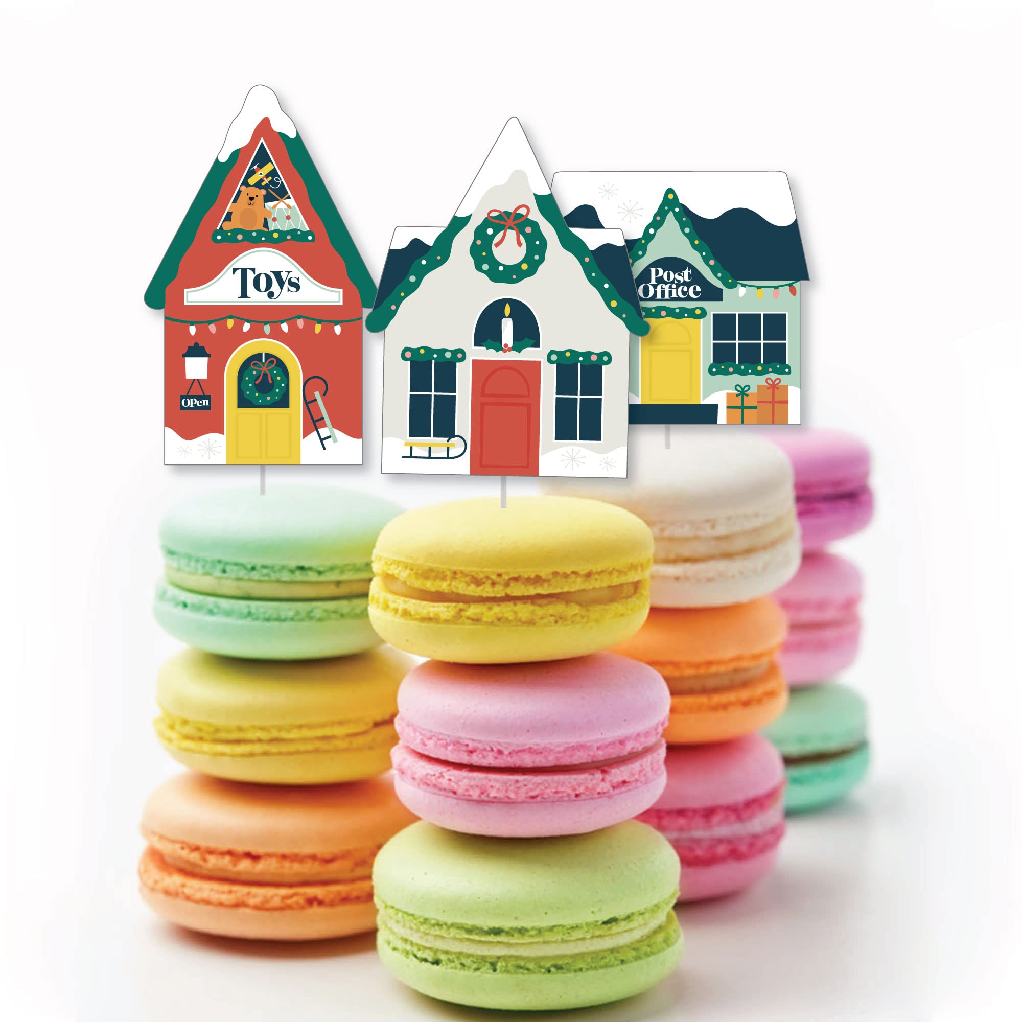 Big Dot of Happiness Christmas Village DIY Holiday Winter Houses Cut-Outs - 24 Count for Home Decor, Party Favors & Seasonal Crafts