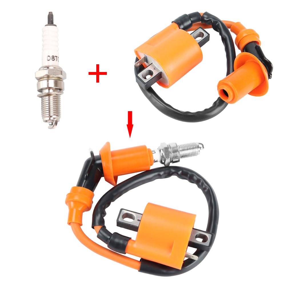 CDI Ignition Coil & Wiring Harness Kit for 150CC-250CC ATV, Dirt Bike, Go Kart - Includes Solenoid Relay, Spark Plug & Start Button - Compatible with TaoTao, Kazuma & 4-Stroke Engines - Perfect for Off-Road, Trail Riding & Racing