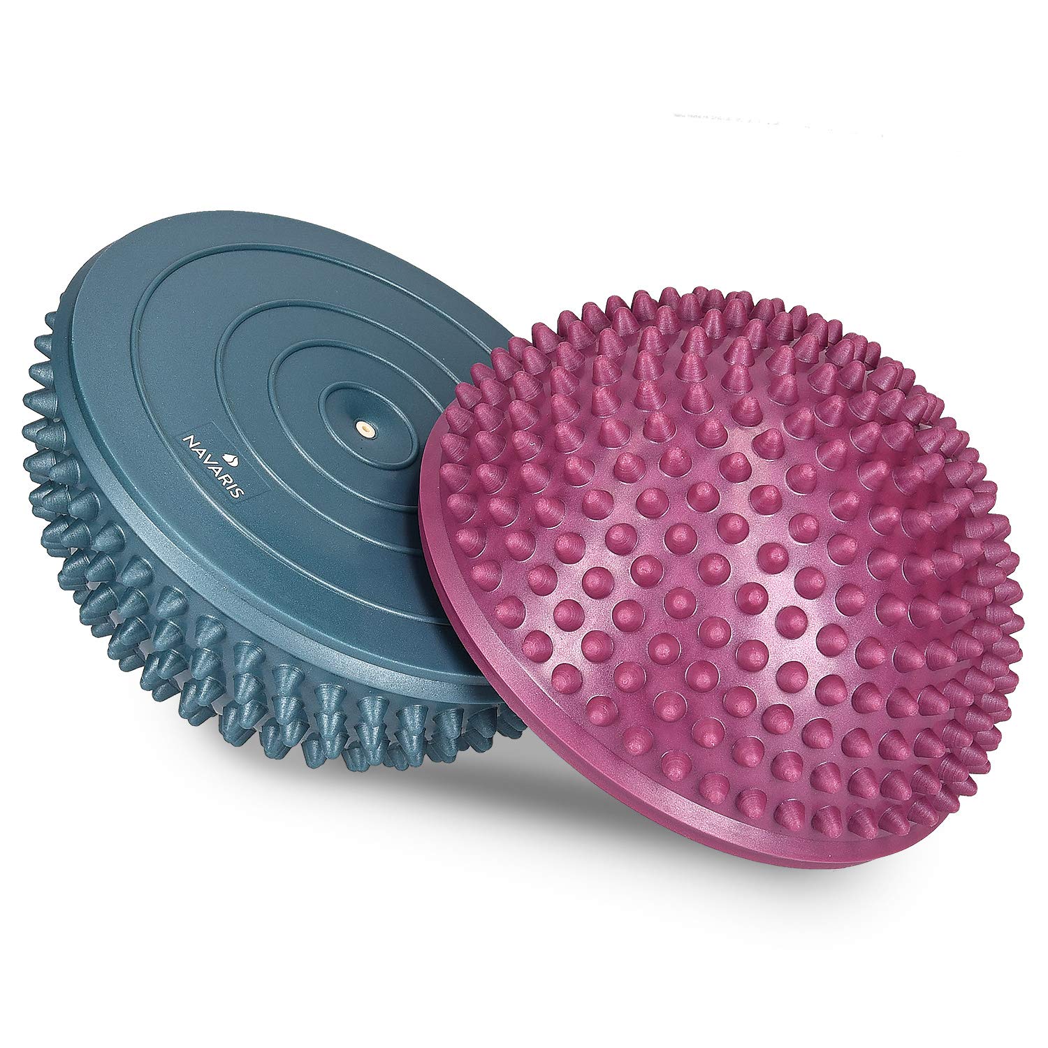 Navaris 2-Pack Hedgehog Balance Pods - Spiky Fitness Domes for Stability Training, Foot Massage & Core Workouts | Non-Slip Exercise Equipment for Home Gym, Yoga & Physical Therapy (Multiple Colors)