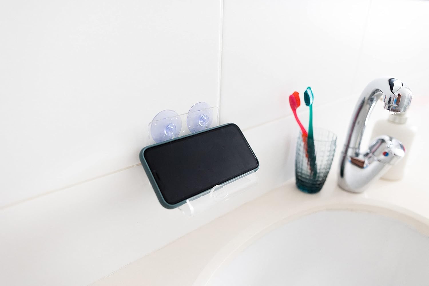 Waterproof Shower Phone Holder - Universal Cell Phone Pouch for Bathroom & Shower | Hands-Free Smartphone Mount for Music, Videos & Calls While Bathing