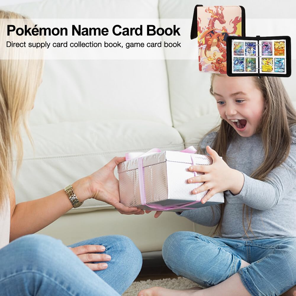 EBKCQ 50-Page Collectible Card Binder - Holds 400 Trading Cards with Zipper Closure | Premium Card Album for Pokemon, MTG, Yu-Gi-Oh & Sports Cards | Perfect Gift for Kids & Card Collectors | Organize, Protect & Display Your Valuable Collection