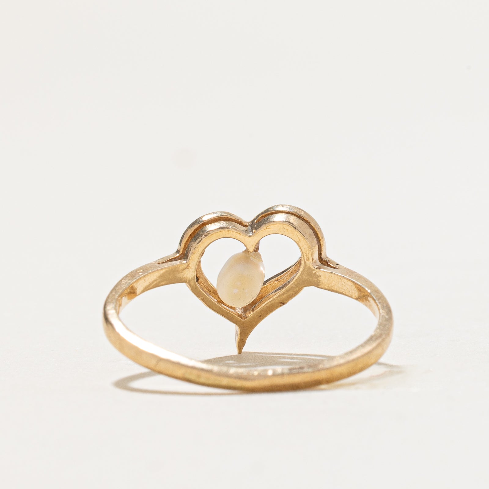 Pearl & Clear Sapphire Heart Ring - 0.005ct Diamond Accent - Size 5.75 - Elegant Jewelry Gift for Women - Perfect for Valentine's Day, Anniversary & Romantic Occasions