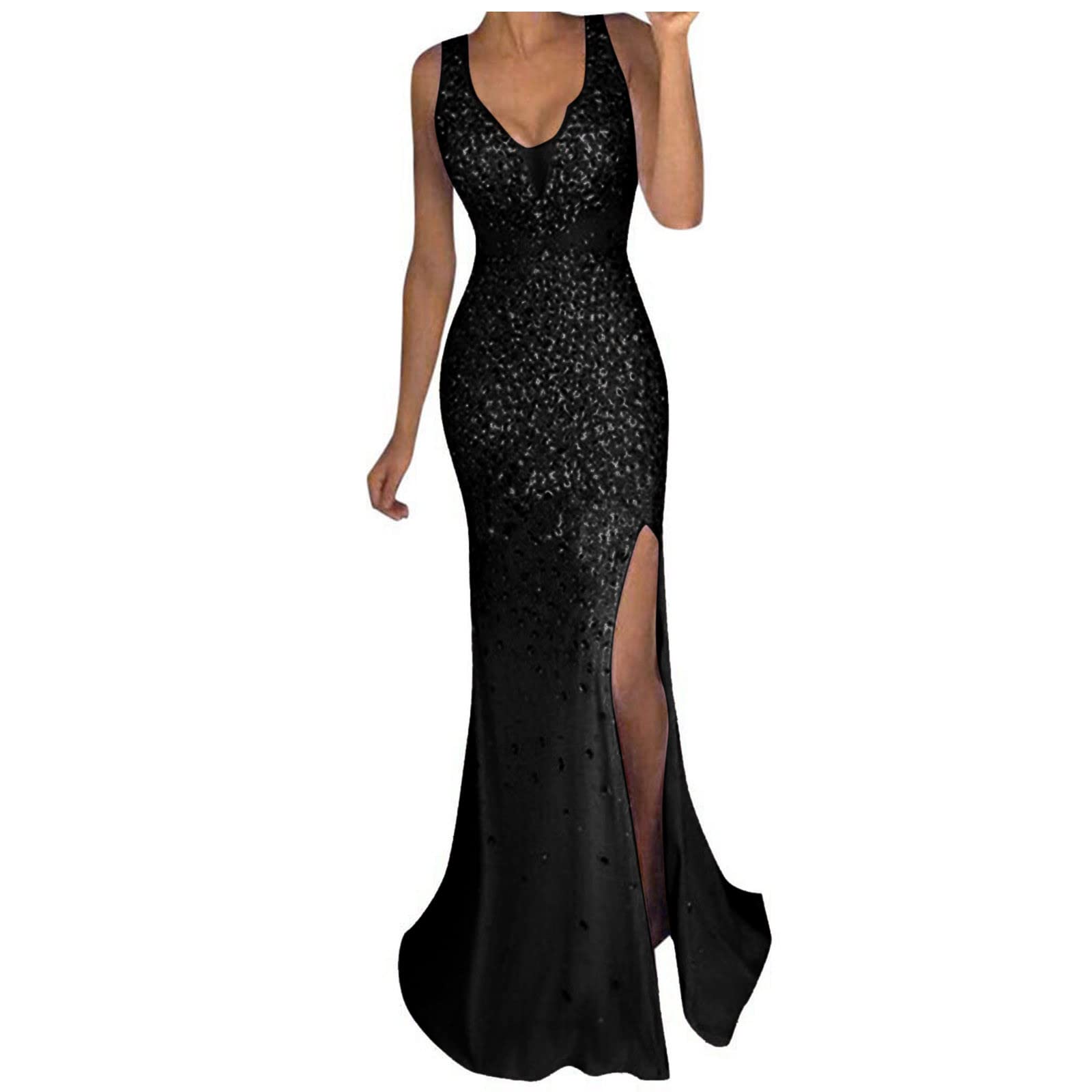 Elegant Gold Sequin Prom Dress for Women - Sexy Ball Gown with Lace Details for Evening Party, Bridesmaid & Special Occasions | Perfect for Prom Night, Wedding Events & Formal Gatherings