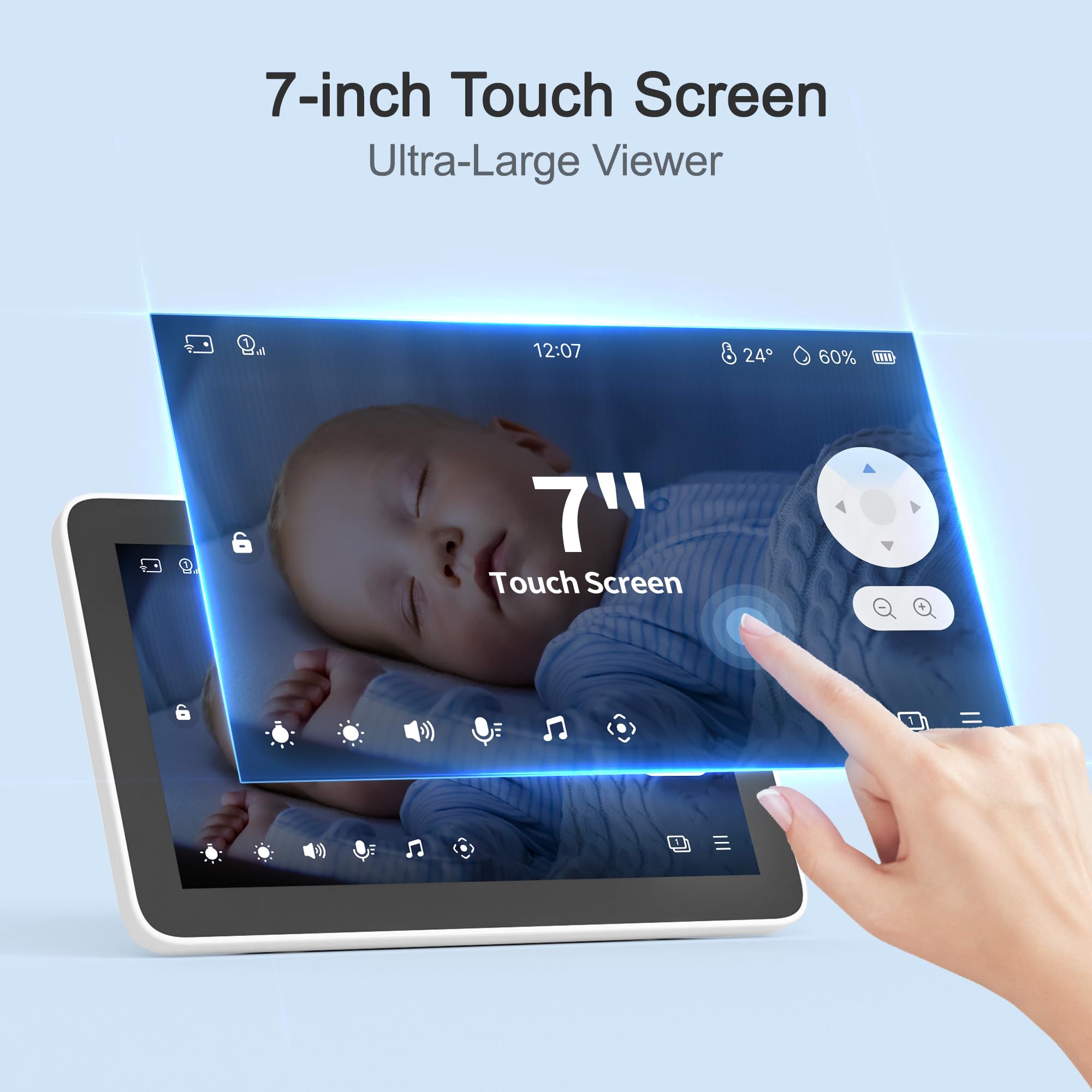 Simsky Split Screen Video Baby Monitor with 2 Cameras - 4MP HD Resolution, 7