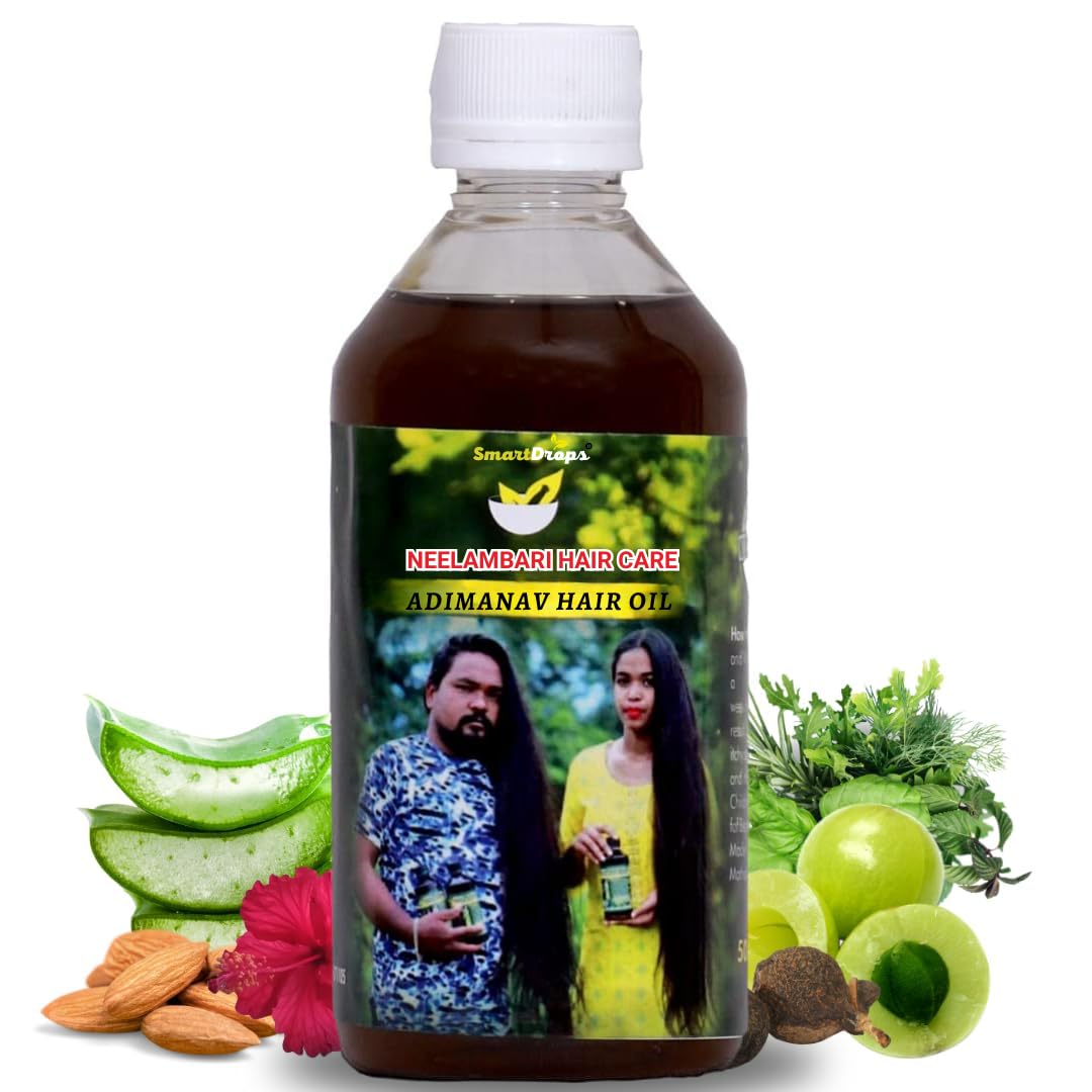 Smartdrops Adimanav Neelambari Herbal Hair Oil - 100% Natural Hair Growth Treatment for Women & Men (3.4oz/100ml) | Promotes Thicker, Stronger Hair | Perfect for Daily Use, Scalp Massage & Hair Care Routine