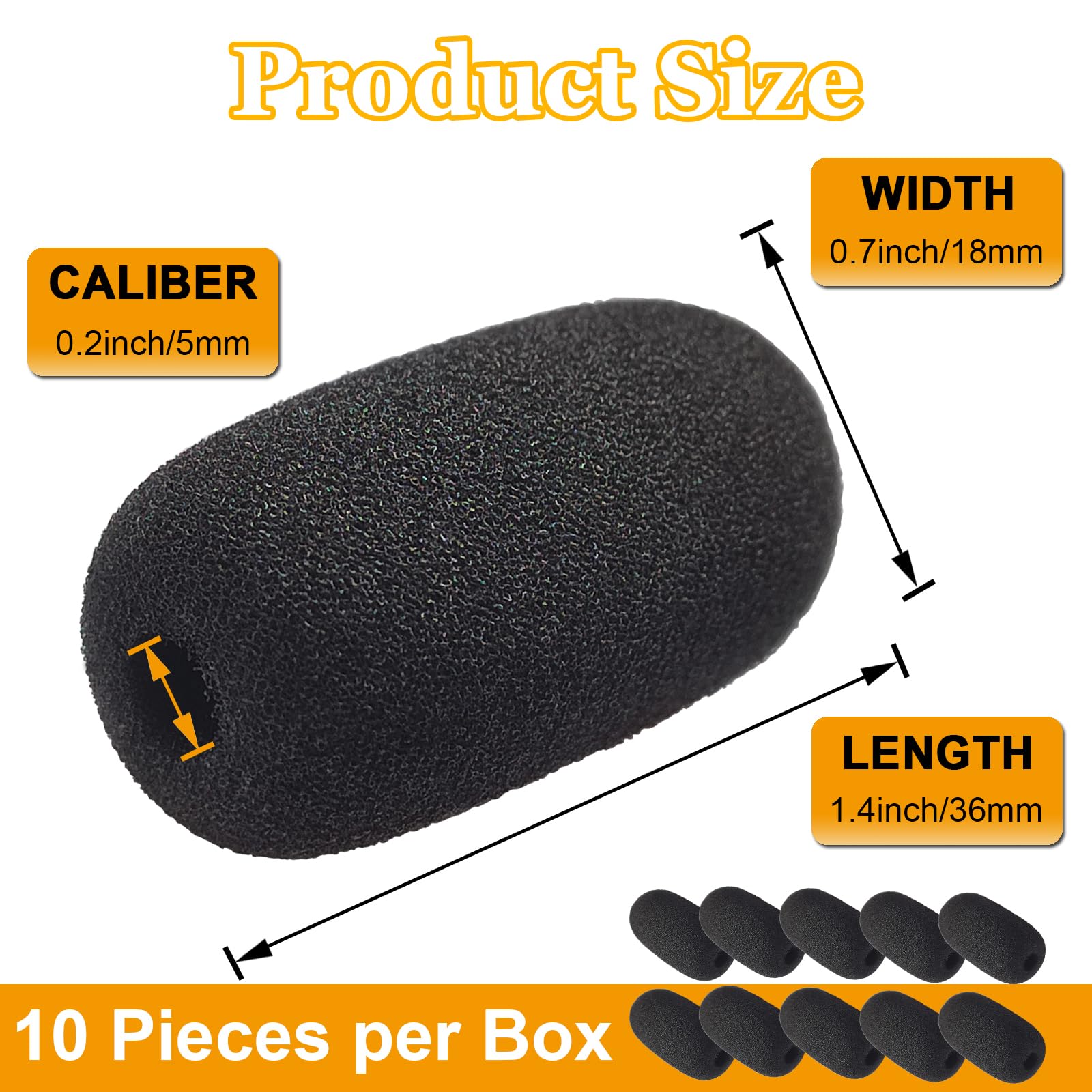 10-Pack Mini Foam Windscreens for Headset Microphones - High-Density Mic Covers for Lavalier Protection - Reduce Wind Noise for Podcasting, Streaming & Recording