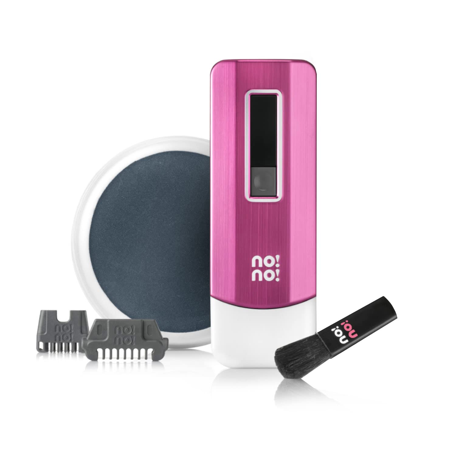 NO!NO! Pro Hair Removal Device Basic Kit - Permanent Hair Removal System for Women & Men with Buffer & Tip Attachments - Painless Facial & Body Hair Remover (Pink) - At-Home Salon Smooth Skin Solution for Legs, Bikini Line & Underarms