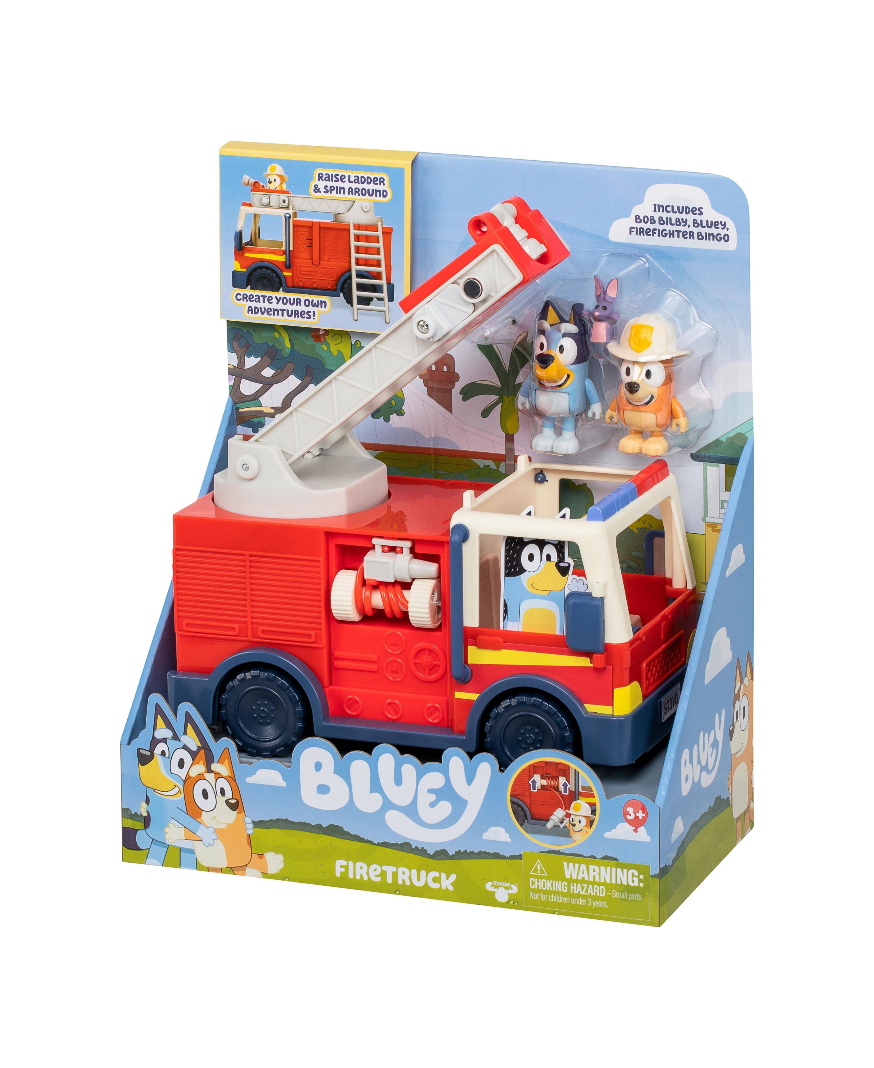Bluey S10 Fire Truck Playset with 2 Figures, Ladder & Accessories - Interactive Toy for Kids Ages 3+ | Pretend Play, Birthday Gift & Collectible for Bluey Fans