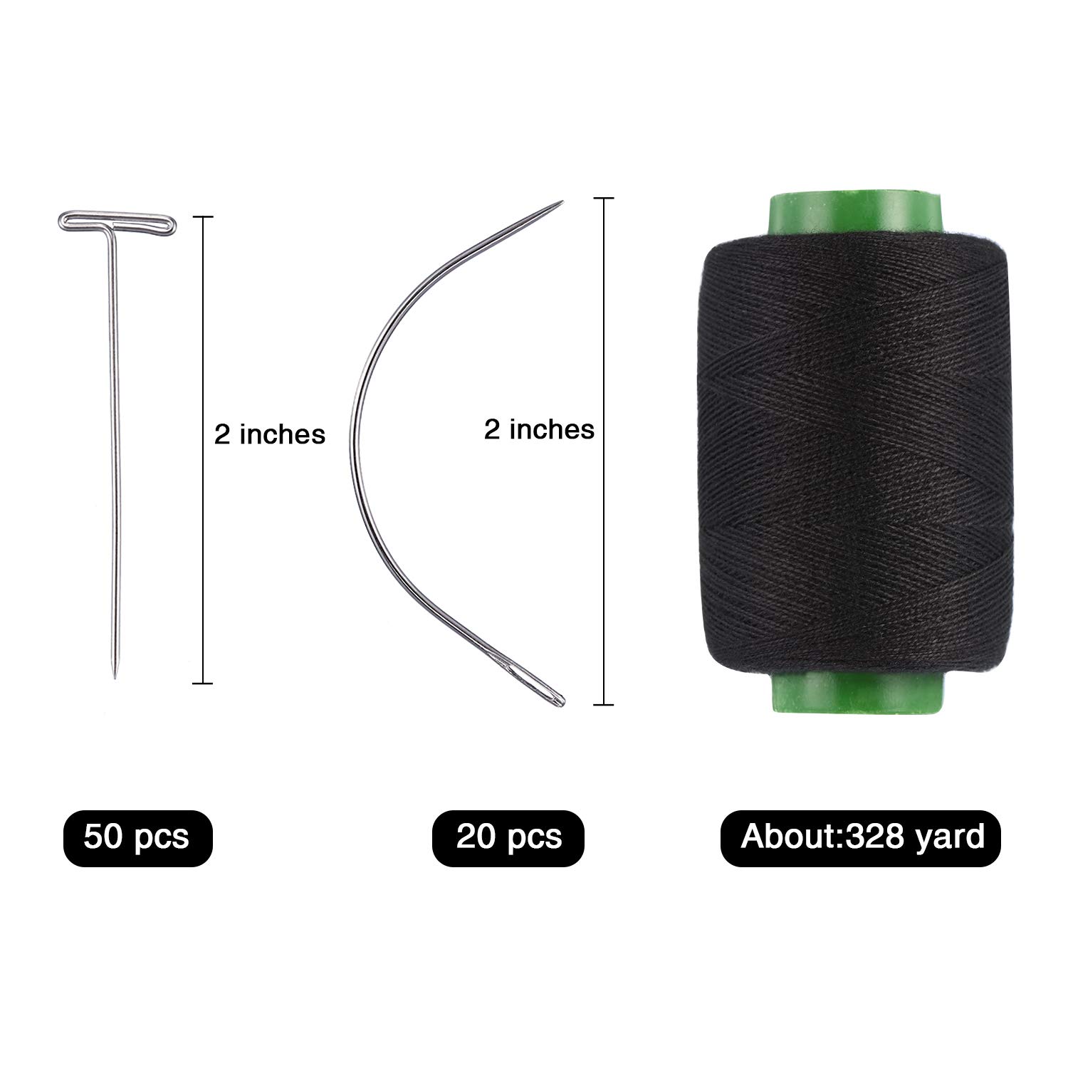 Boao 70-Piece Wig Making Kit with T-Pins & C-Curved Needles - Includes 328 Yards Thread for Wig Making, Knitting Blocking, Modeling & DIY Crafts | Perfect for Cosplay, Hairstyling & Fiber Art Projects