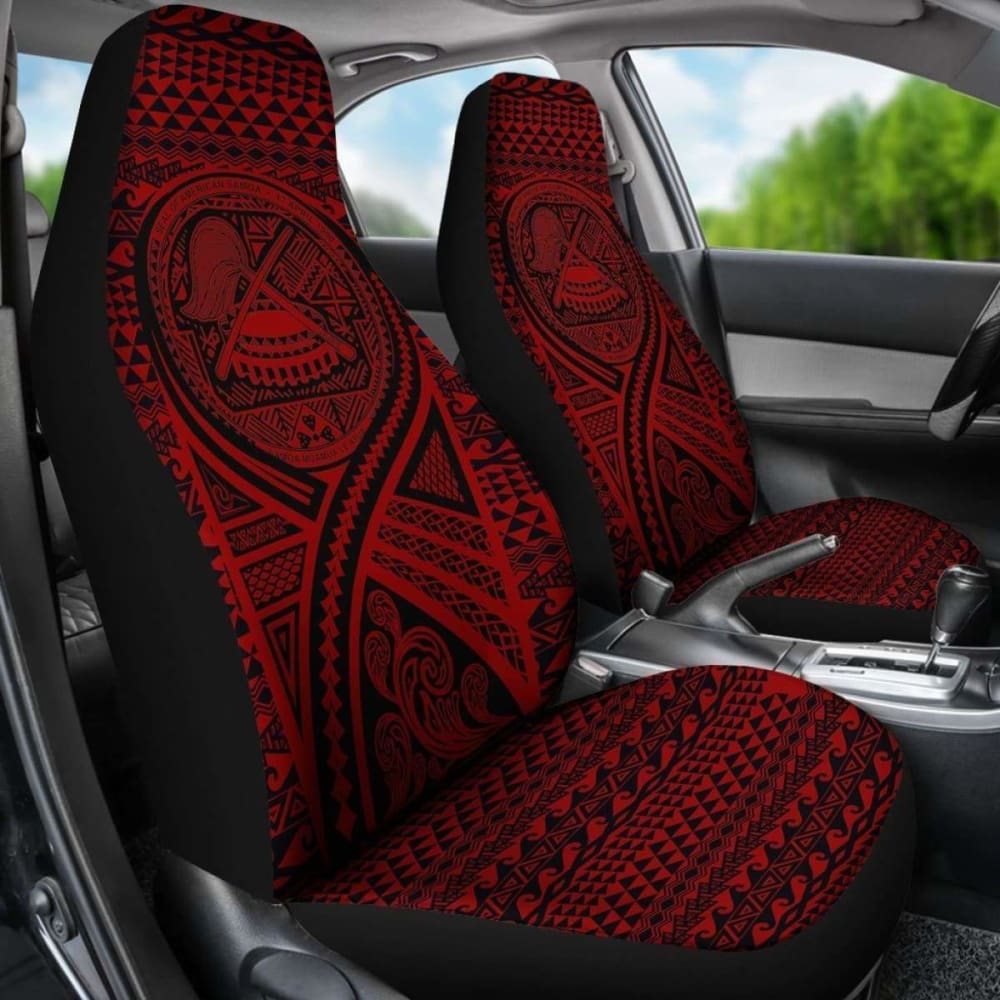 American Samoa Car Seat Cover with Polynesian Tattoo Design - Red (Model 9 174914) | Durable Protection for Vehicles, Perfect for Cultural Enthusiasts & Island-Themed Car Decor