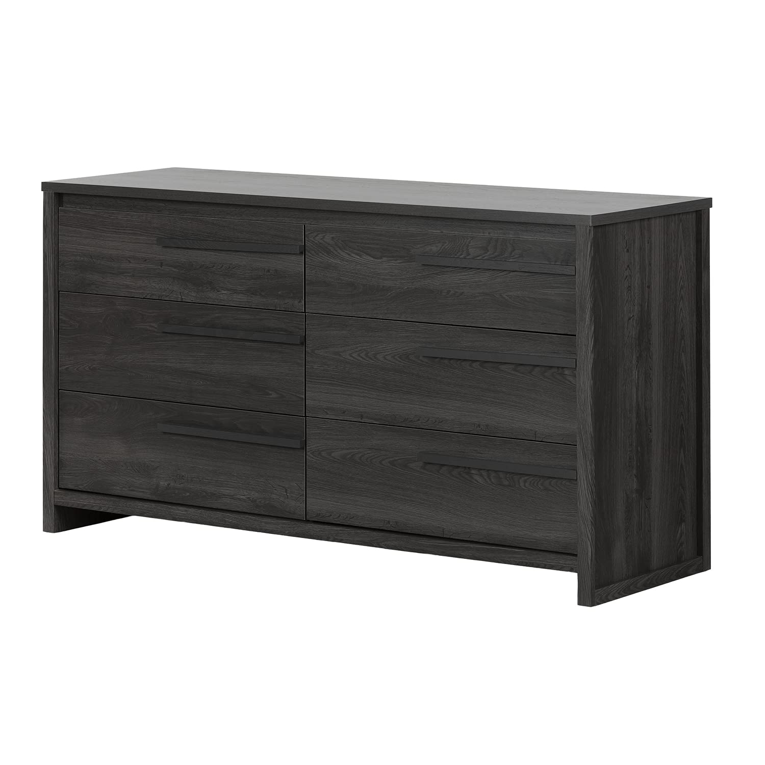 South Shore Tao 5-Drawer Dresser in Grey Oak with Wooden Handles - Modern Bedroom Storage Solution for Clothes, Accessories & Home Organization